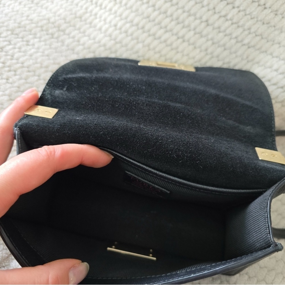Furla Black Crossbody Bag with Gold Chain EUC - Picture 3 of 4